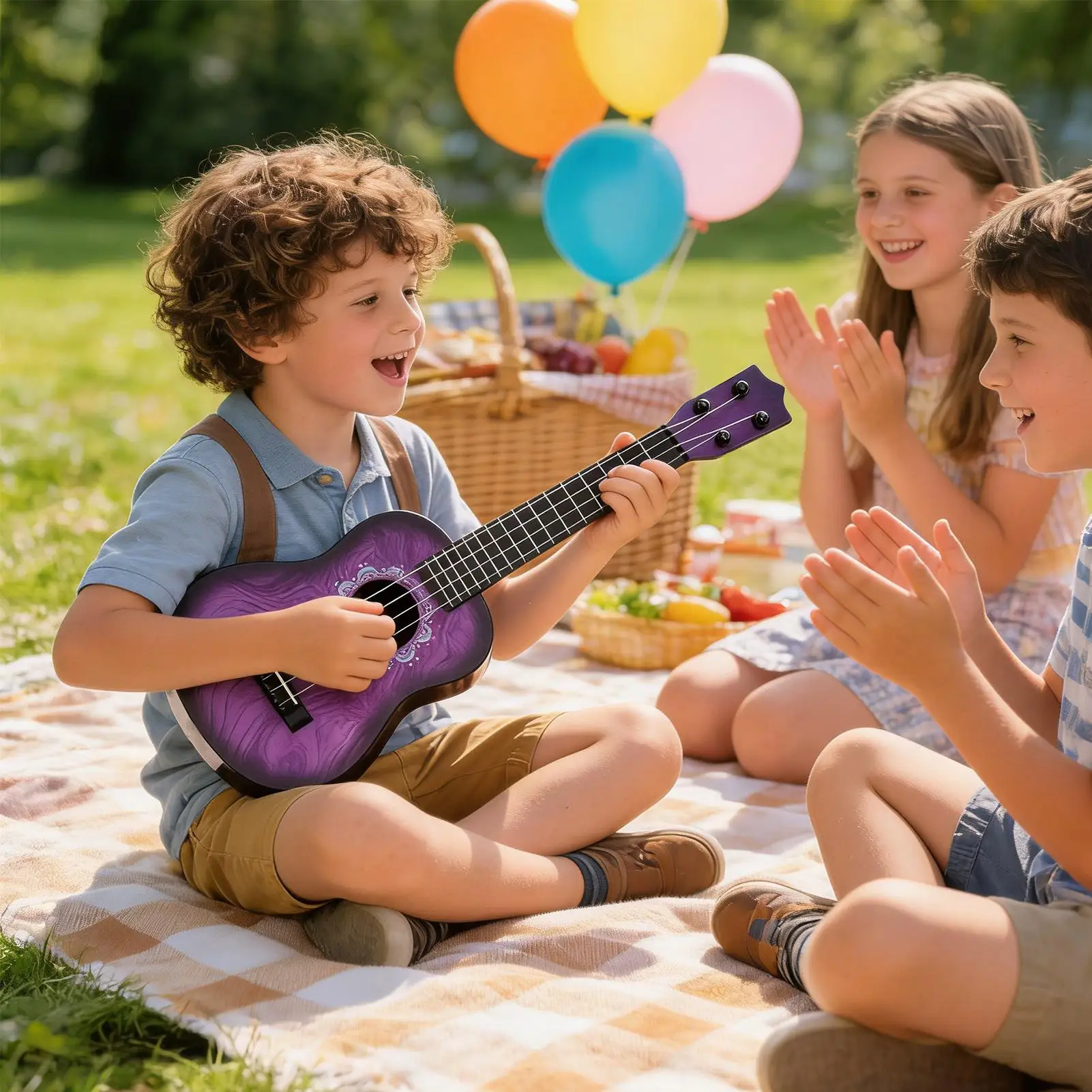 Kids Ukulele 4-string Musical Toy Instruments Children Educational Ukulele For Kindergarten Classroom Party Playroom Travel