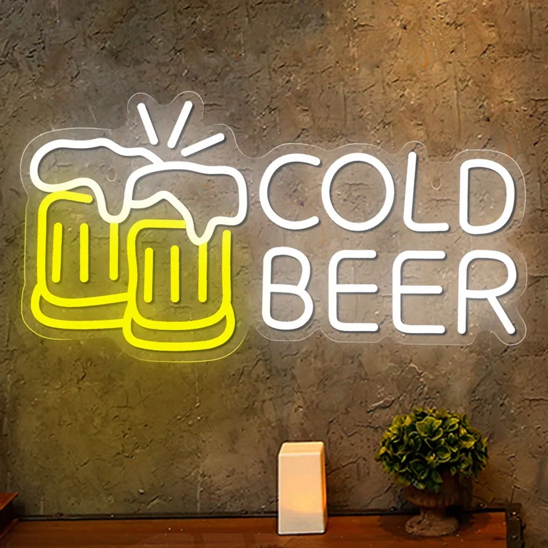 Cold Beer Cheers LED Neon Light Sign Acrylic Neon Sign USB Dimmer Switch For Home Man Cave Party Club Bar Store Wall Art Decor