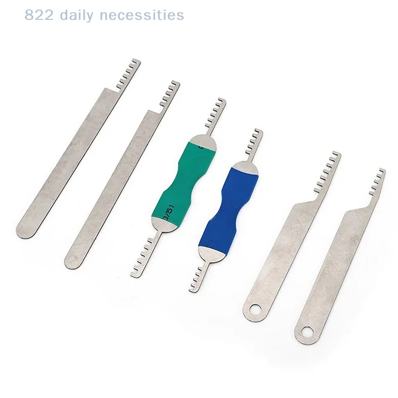 convenient7PCS Stainless Steel Comb Lock 7in1 Full Set Repair Tool Bypass Method Lock Tools Portable Pick Combs For Firefighting