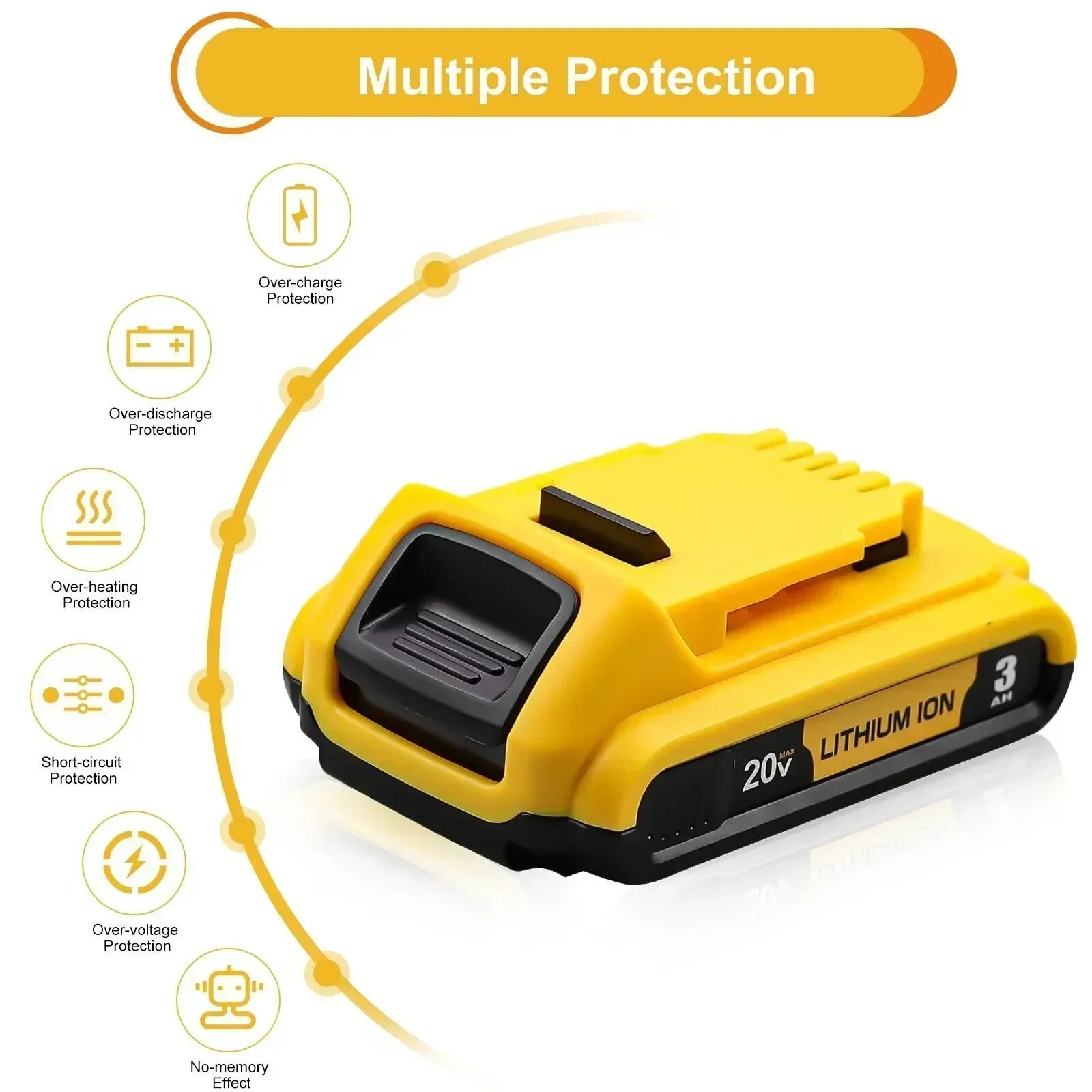 DCB203 Li Ion bateria substituição para DeWalt, 18V Max baterias de iões de lítio, DCB206, DCB205, DCB204, DCB200Ferramentas eléctricas, 3Ah