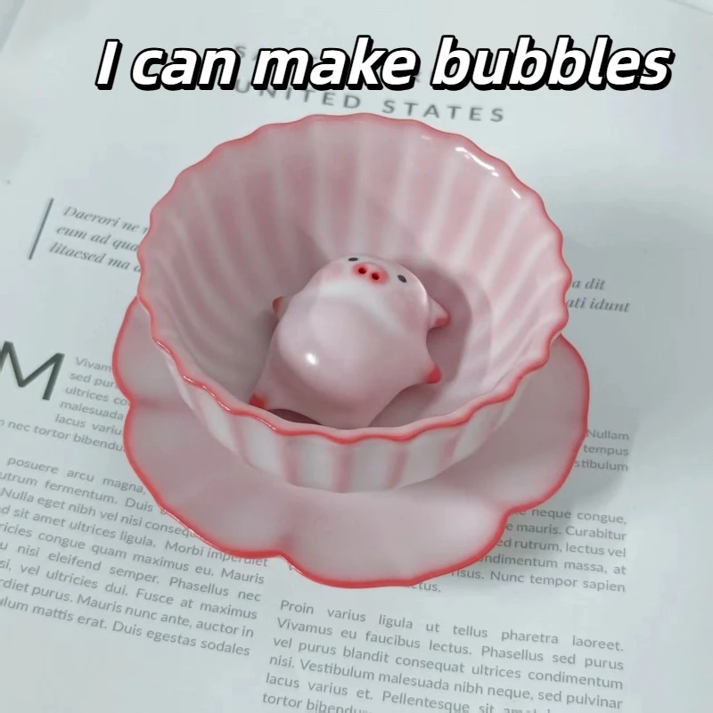 

In stock Cartoon Ceramic Tea Cup Creative Pig Spitting Bubble Tea Cup Personal Tea Cup Kung Fu Tea Set Tea Set Birthday Gift