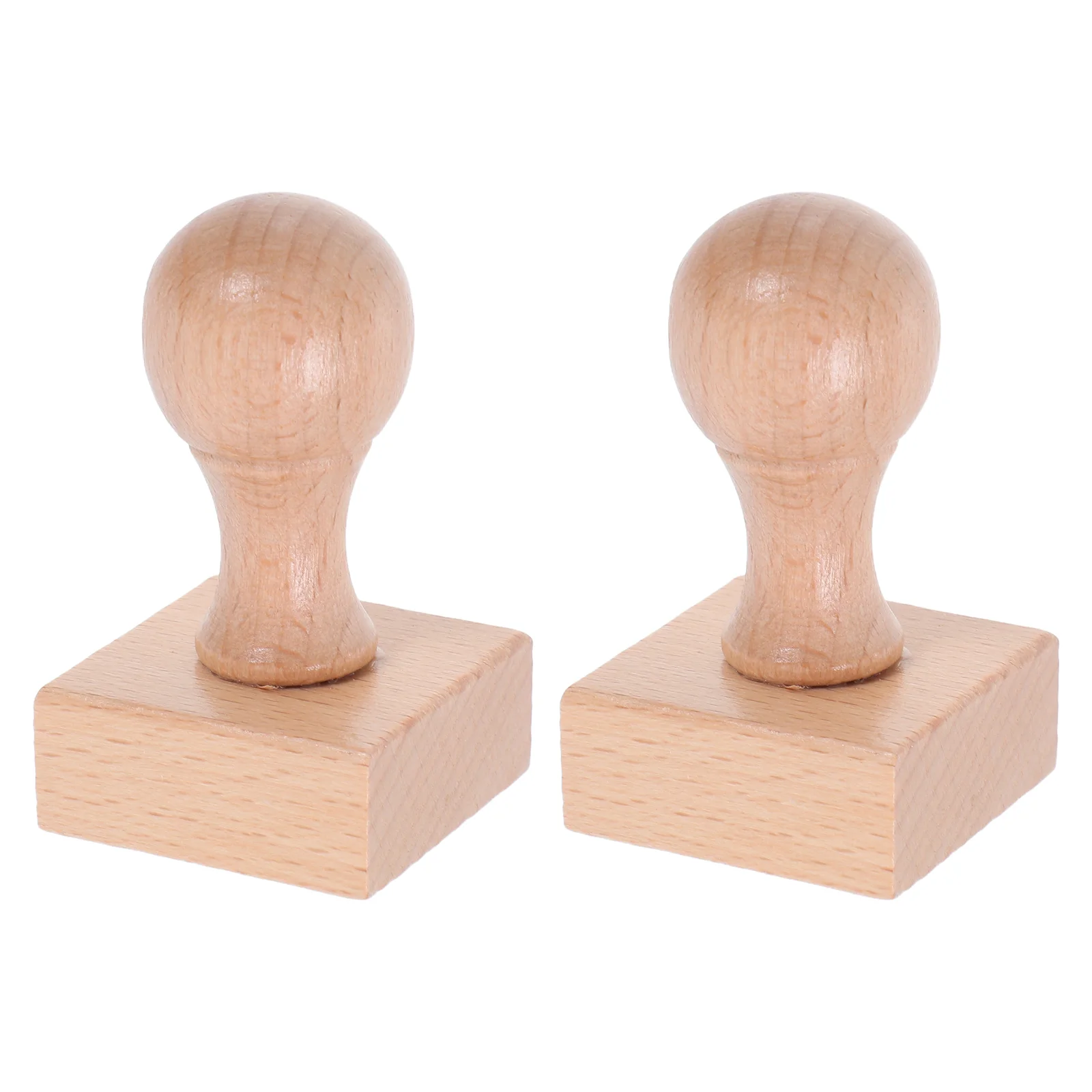 

2 Pcs Children's Stamp Blank for Crafting Projects Comfortable Handle Design Kids Wooden Knob Stamping Tools