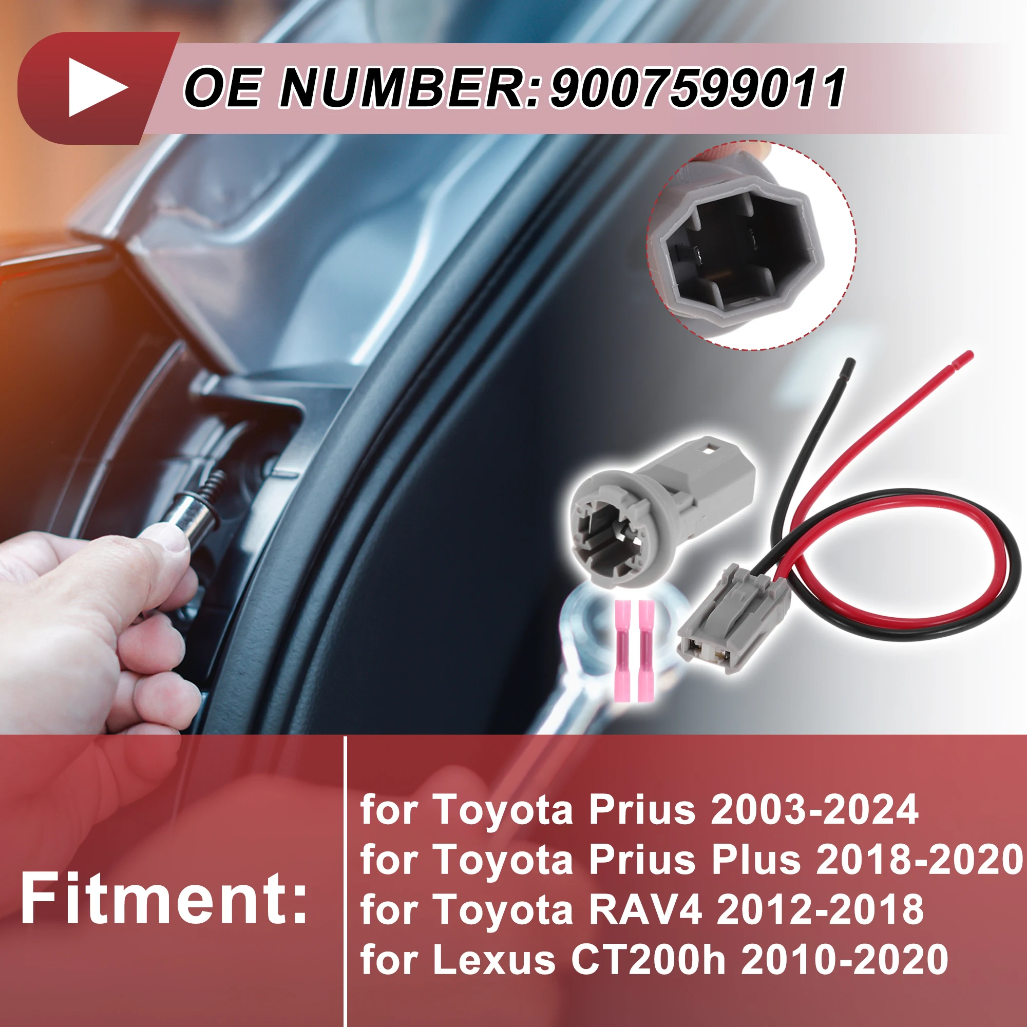 UXCELL License Plate Light Socket Wiring for Toyota Prius 2003-2024 No.9007599011
