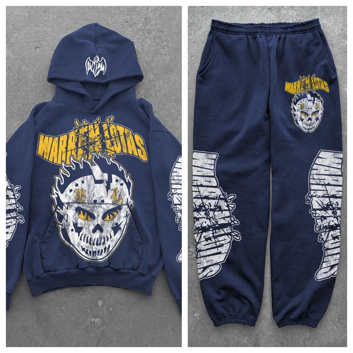 

Retro High Street Casual Suit American Solid Color Oversized Hoodie Male Two-Piece Hip Hop Street Casual Pants Female Harajuku