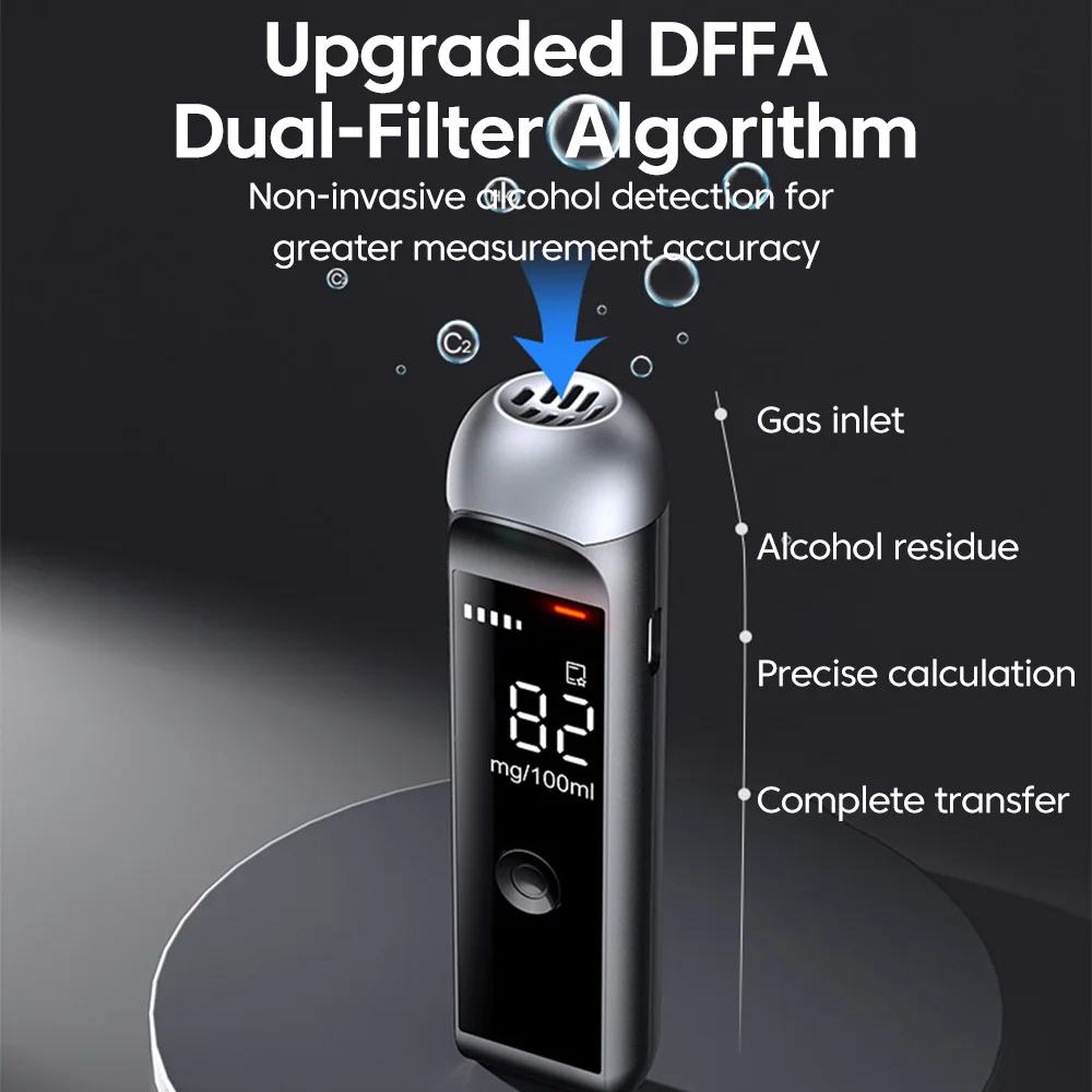 Digital Breath Alcohol Tester Accuracy Breathalyzer With LCD Display Type C  Rechargeable Portable Electronic Breathalyzer Tool
