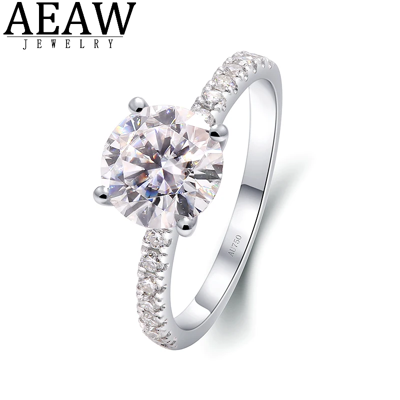 

14k Gold Round Excellent Cut 1.0CT CVD HPHT Lab IGI Diamond Engagement Ring DEF Color VS-VVS Pave Setting Fine Jewelry for Women