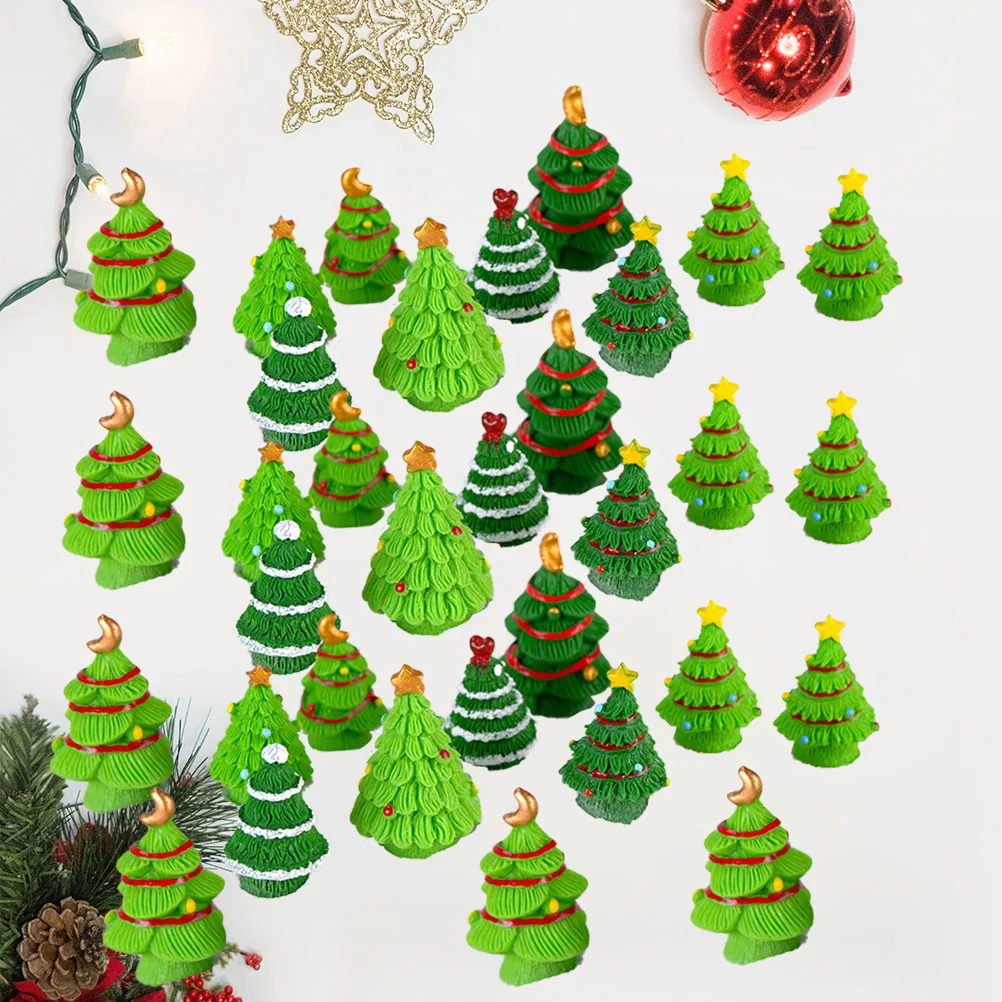 

Christmas Microlandscape Decor Resin Mini Tree Set Handmade Craft Ornament for Desk Home Holiday Decoration Assorted Styles