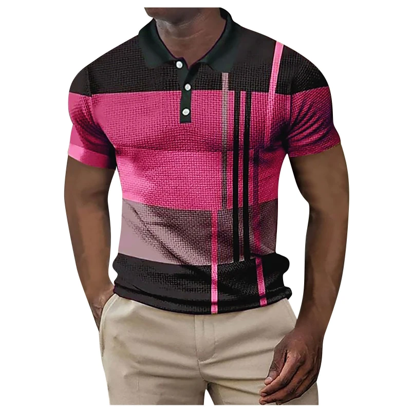 Cross-border Amazon Summer New Foreign Trade European American Men\'s Polo Shirt Short-sleeved Color-blocked Zipper T-shirt Top