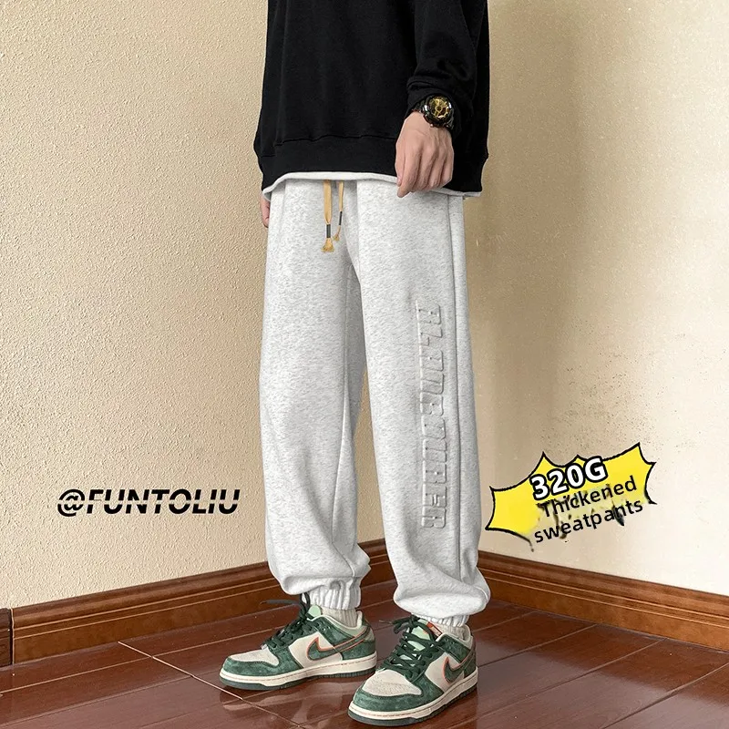 

Men's Winter Thiened Fce Casual Pants Loose Trousers Harlan ey Sports Leisure Trousers Faionable Youth Active Sle
