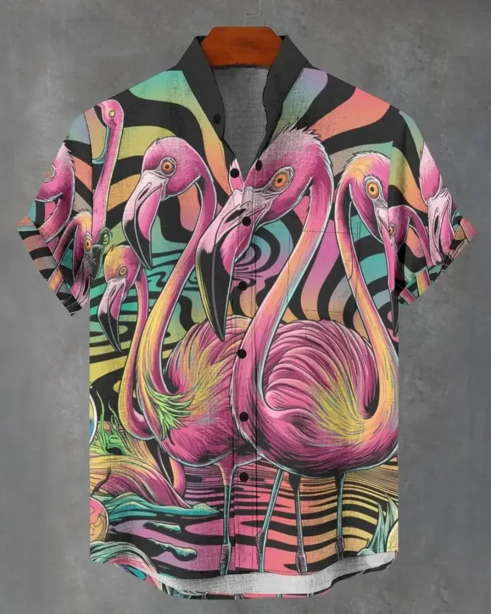 New Men's Beast Personalized Design 3D Printed Casual Short-sleeved Shirt Party Funny Fashion Button Top Outdoor Shirt