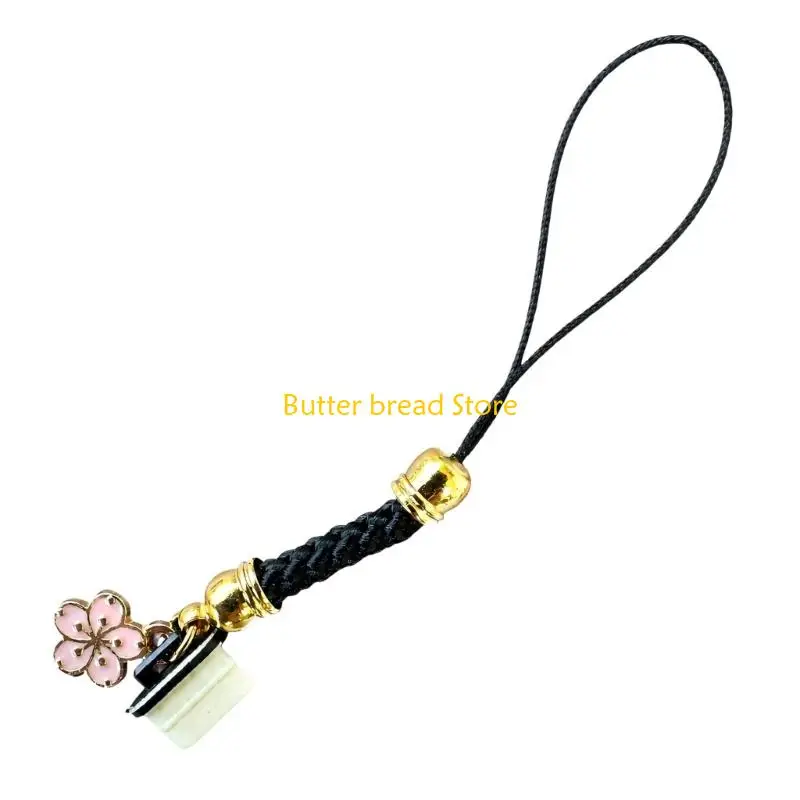 W89C USB C Port Dust Cover Charm for Phone Opening, Attached Carry Cord with Soft Insert and Metal Accent for Daily Carry