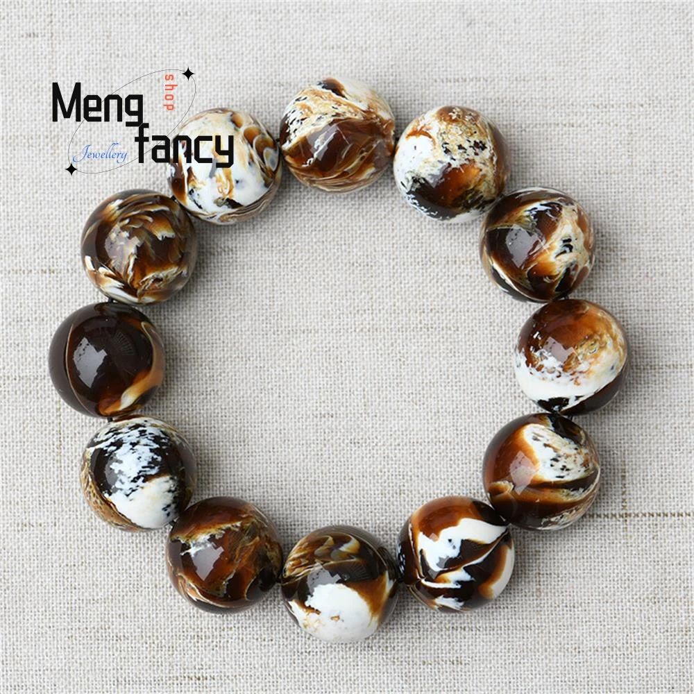 Myanmar Honey Raw Stone Beeswax Amber Demon Flower Porcelain White Ash Root tea Po Bracelet Exquisite High-grade Fashion Jewelry