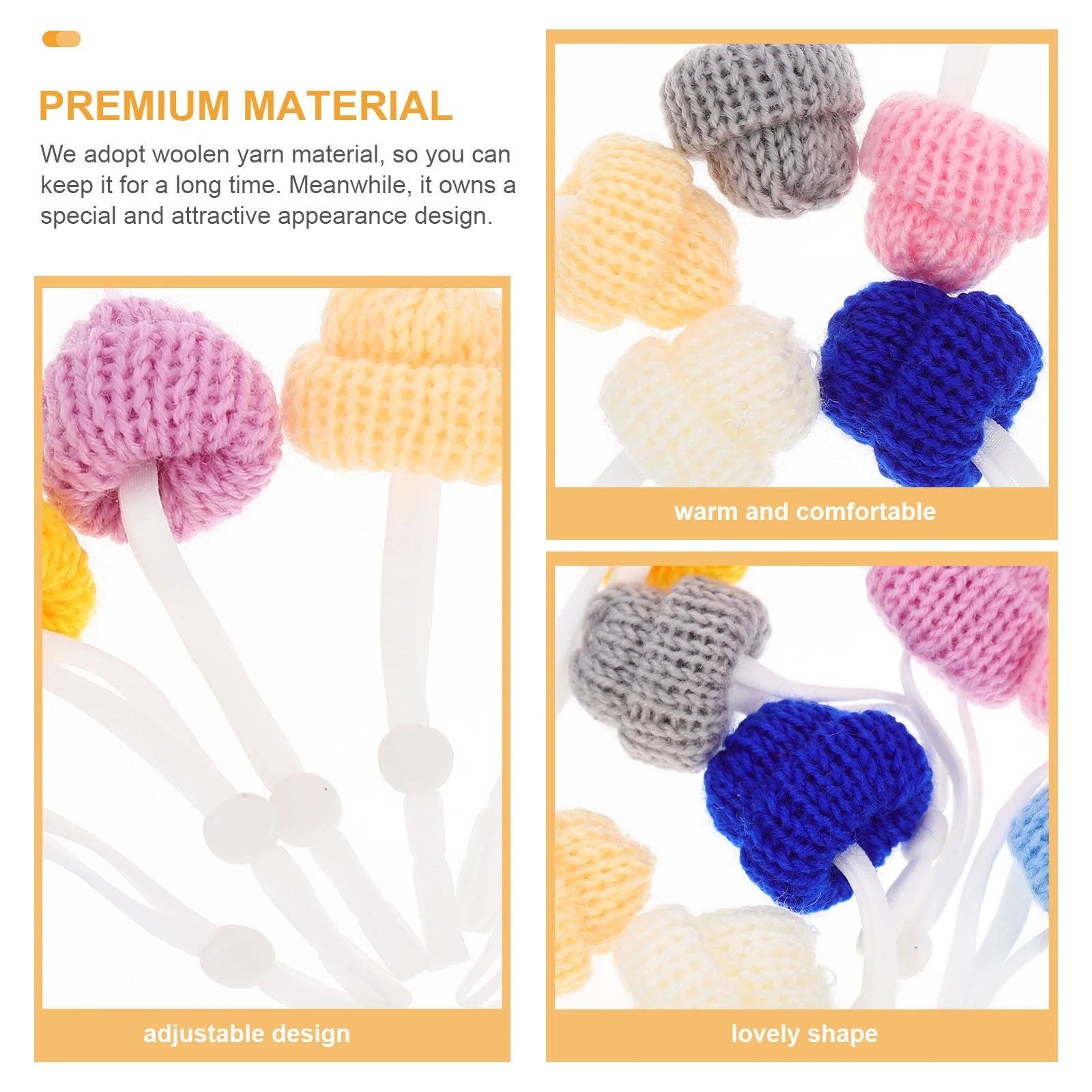 

10Pcs Chicken Pet Hats Knitted Mini Warm Adjustable Woolen Yarn Hat Christmas Birthday Decoration Chicken Hat Knitting Mini Hats