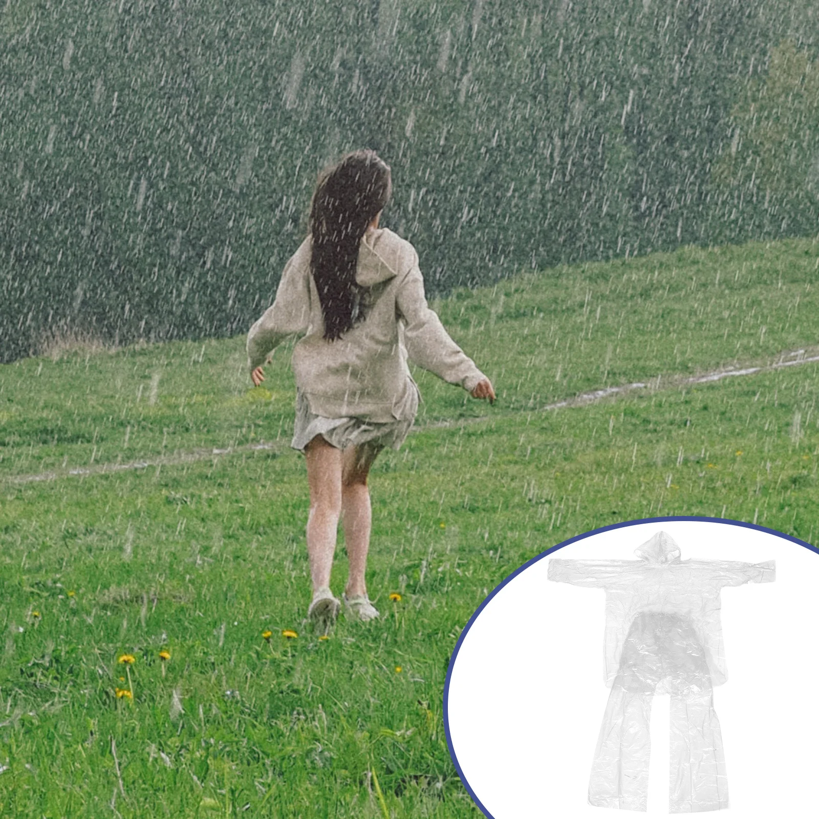 

3 Sets Raincoat Clear Poncho with Hood Disposable Foot Covers Unisex Plastic Ponchos Adult