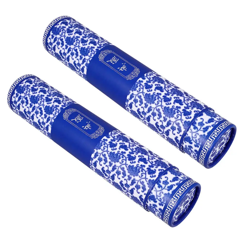 

2Pcs Exquisite Chinese Blue White Porcelain Round Telescoping Drawing Tube for Artwork Transport Painting Storage Poster