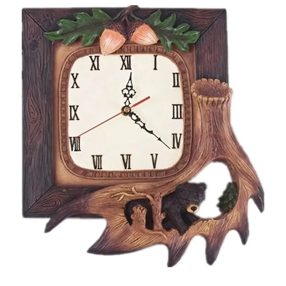 

Creative Rural Forest Black Bear Wall Clock China 14"