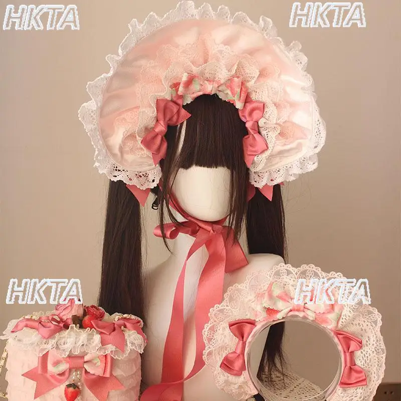 اليابانية الحلو الكلاسيكية اليدوية لوليتا مشبك شعر جديد أغطية الرأس بونيه KC أفضل قبعة فتاة مقوس دانتيل كعكة دبوس الشعر الملابس والاكسسوارات
