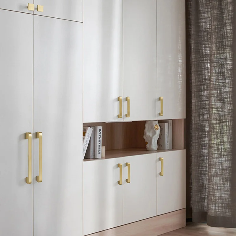 Solid Brass Furniture Handles Golden Handles for Wardrobe and Drawer Dresser Brass Hardware Fitting Cabinet Knobs and Handles