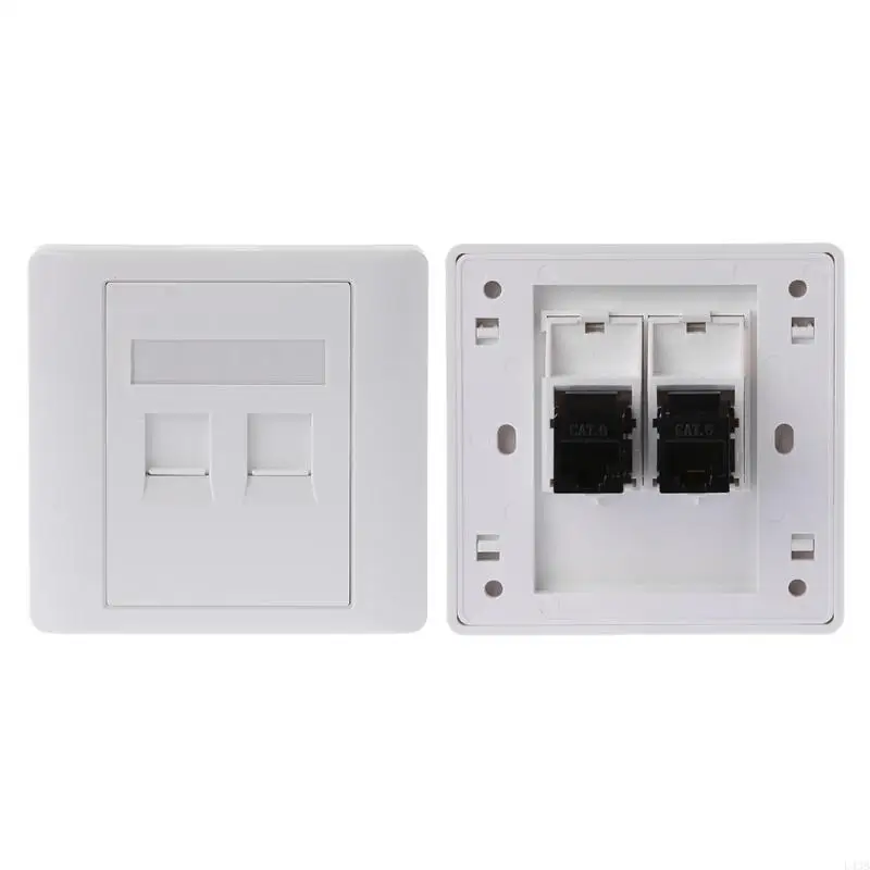 RJ45 LAN Port 2 Ports Ethernet Wall Plate Concealed Wall Coupler Plate L43B