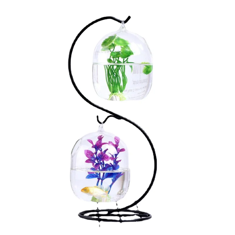 

Goldfish Ball Hanging Aquarium Fish Tank Bowl Ecosphere Flower Plant Vase Table Bowl for Small Pet Supplies Accessories