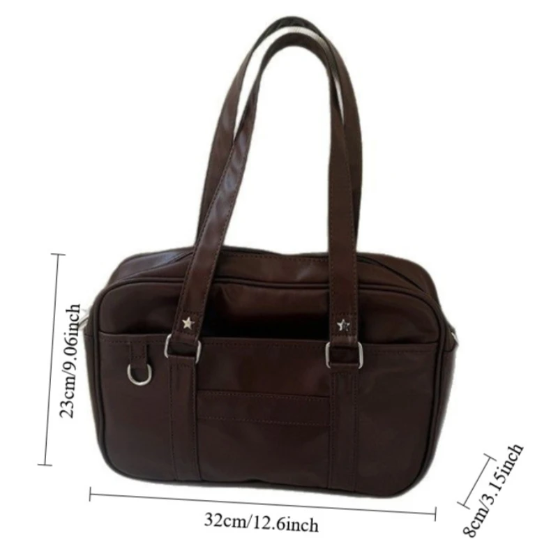2026 New Women Japanese JK Uniform PU Bag Student Commuter School Bag Large Capacity One Shoulder Straddle Bags Handbag ToteBag