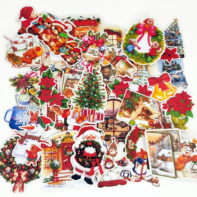 33PCS Christmas Kids Fun Paper Stickers Homemade Bookkeeping Decals on Laptop / Decorative scrapbooking / DIY