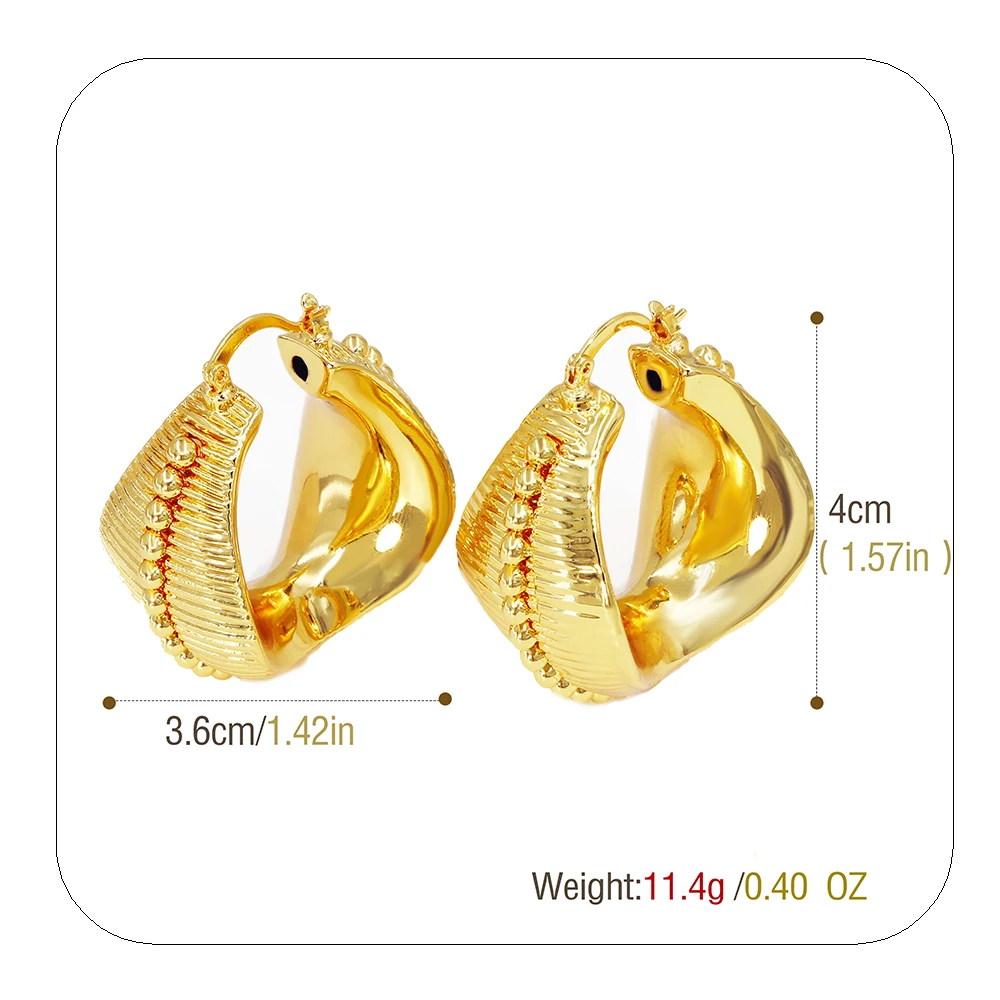 

Design Chunky African Women Earrings 18K Gold Plated Geometry Piercing Earring For Teens Daily Wearable Fashion Jewelry Gifts