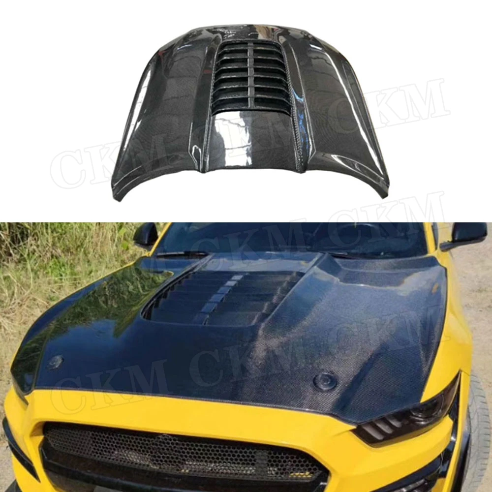 

CKMUUER для Ford Mustang Coupe Convertible 2-дверный 2015-2017 передний капот двигателя из углеродного волокна, накладка на вентиляционное отверстие, стайлинг автомобиля