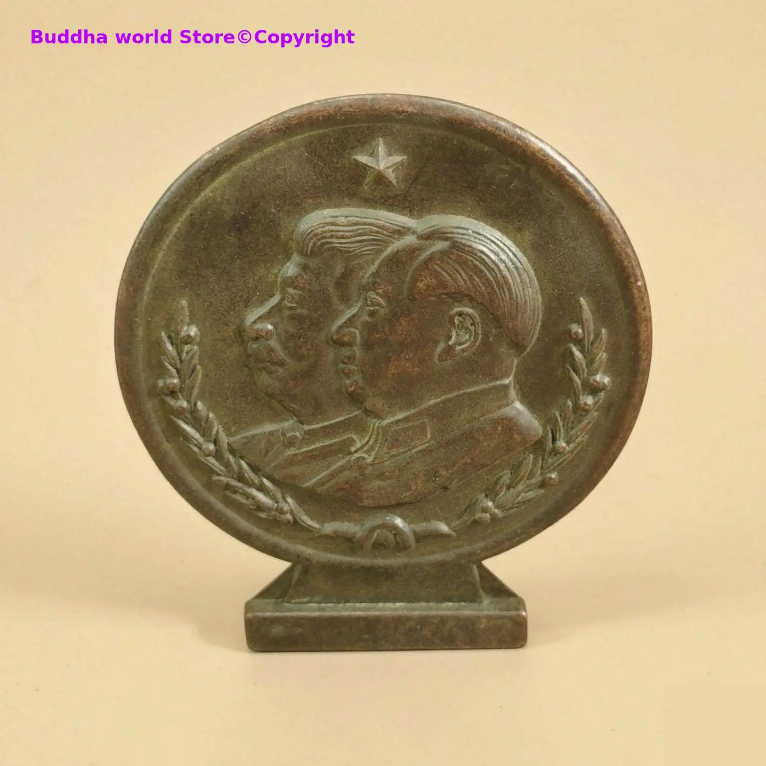 Collection World War II Soviet CHINA leader Revolutionist MAO Joseph Stalin Bronze sculpture statue Moscow Patriotic War 1949