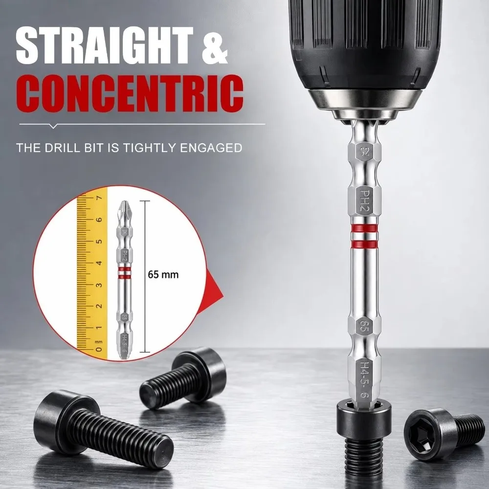 1/3pcs Pagoda-shaped Double Ended Screwdriver Bits 65mm Length S2 Steel Phillips Screwdriver Bits H1.5-6 Size Power Tool Bits