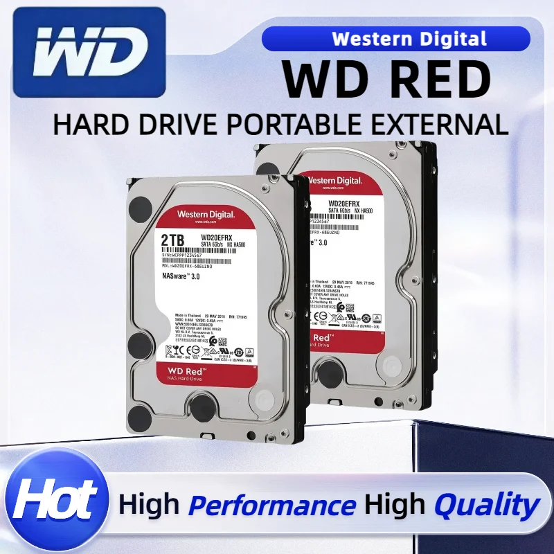 WD Red 2TB‑6TB 3.5" SATA 6Gb/s Internal HDD, 5400RPM 64MB Cache NAS‑Ready Hard Drive for Desktop & Home Server