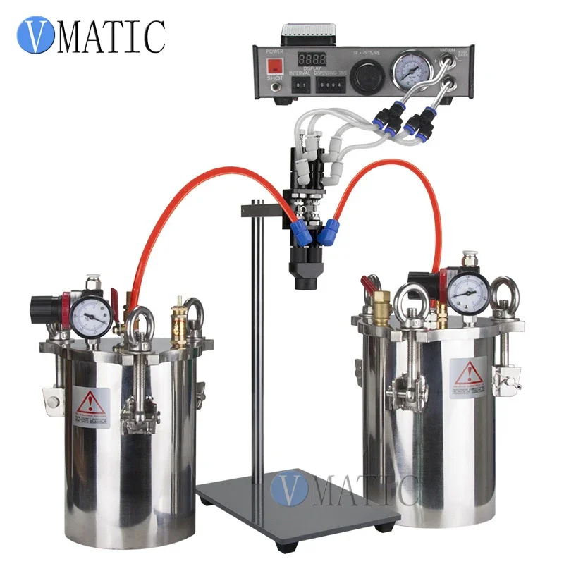 Free Shipping Digital Automatic Fluid Dispensing Machines Controller 2pcs Pressure Tanks 3L A B Mixing Valve Glue Dispenser