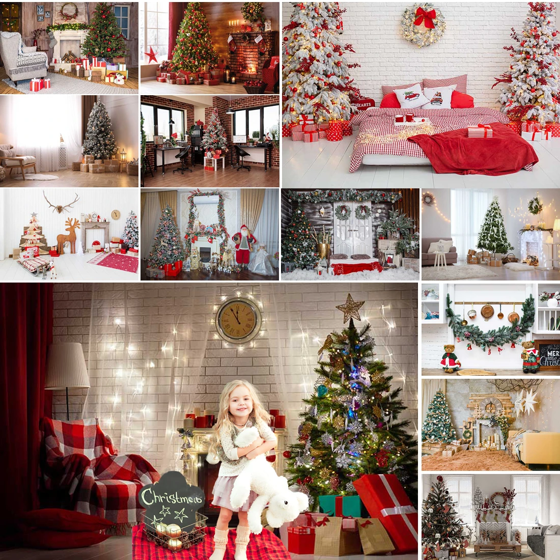 

MOON.QG Christmas Decorations Door Sofa Bedroom Background Backdrop Family Wallpaper Studio Accessories Booth Photography Props