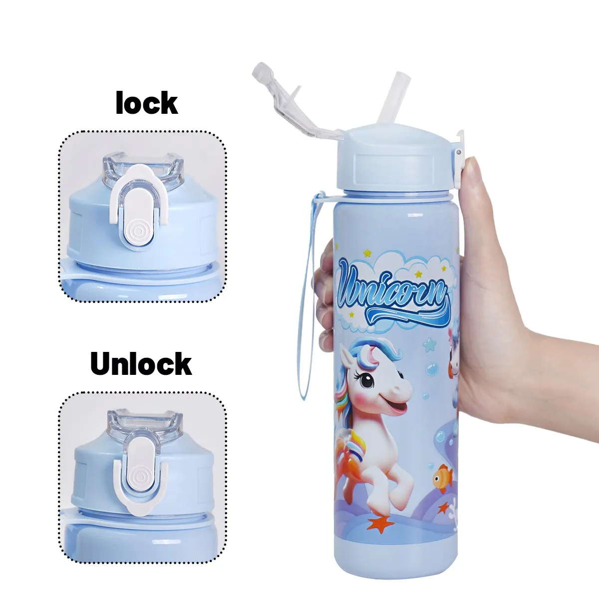 750ml Cute Portable Water Bottle with Handle Multiple Colors Available for Outdoor Camping Gym Use