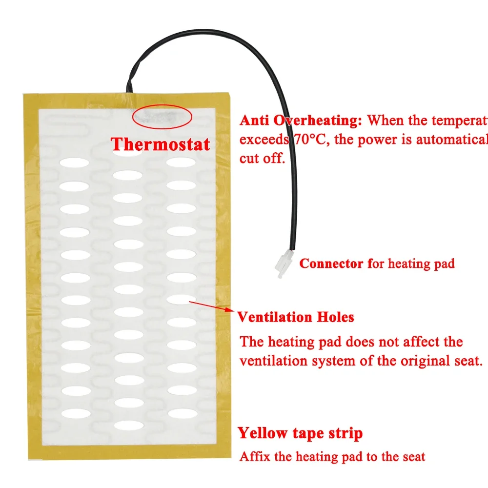 Nuovo Kit riscaldatore per seggiolino auto integrato adatto a 2 posti 12V 27W cuscinetti riscaldanti quadrati HI/LO-Levels sistema di commutazione a