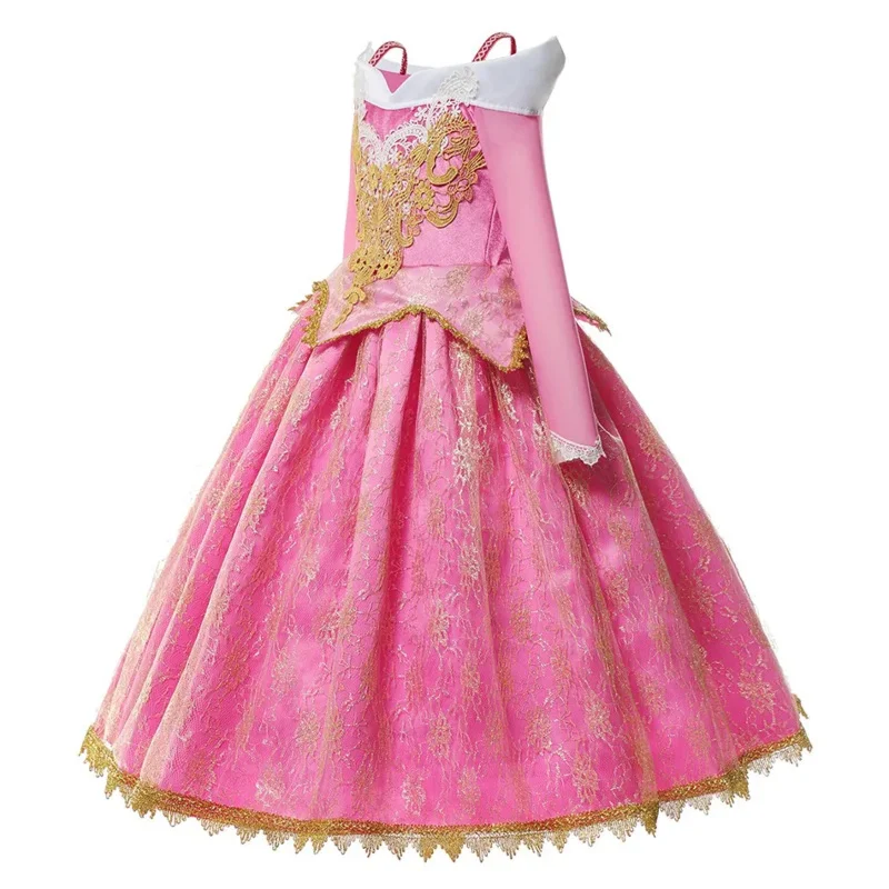 Muababy girls deluxe sleeping beauty princess costume long sleeve pageant party gown children fancy dress up frocks 3-10t