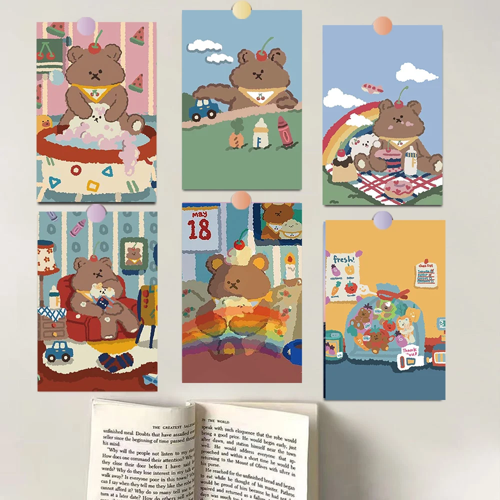 10PCS Soft Candy Bear Poster Sticker Collocation Laptop Background Wall Luggage Aesthetic Art Picture Stickers Phone 10×15CM