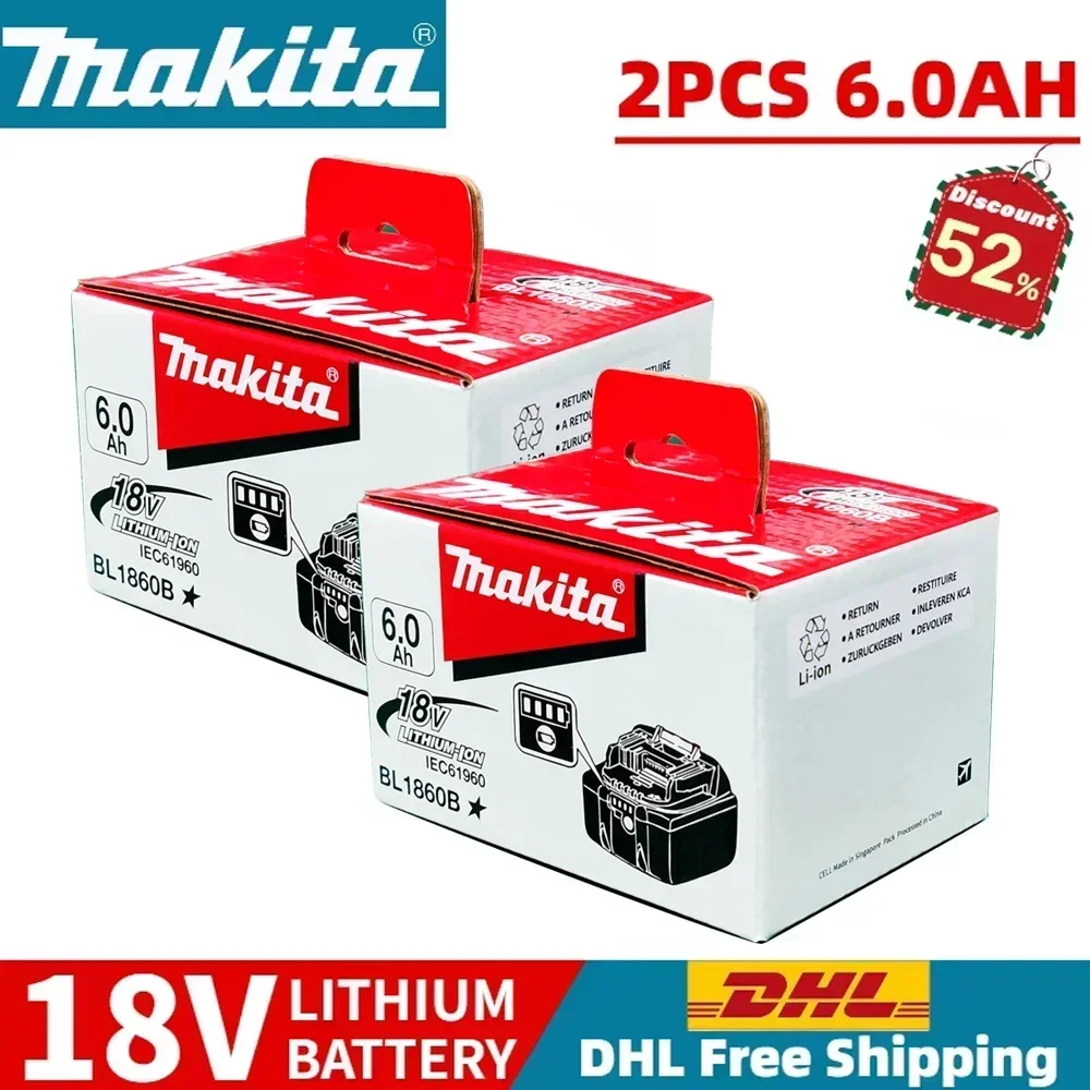 

100% original Makita battery, 18V 6.0Ah rechargeable battery, replacing Makita BL1830BL1840BL1850BL1860B, power tool battery