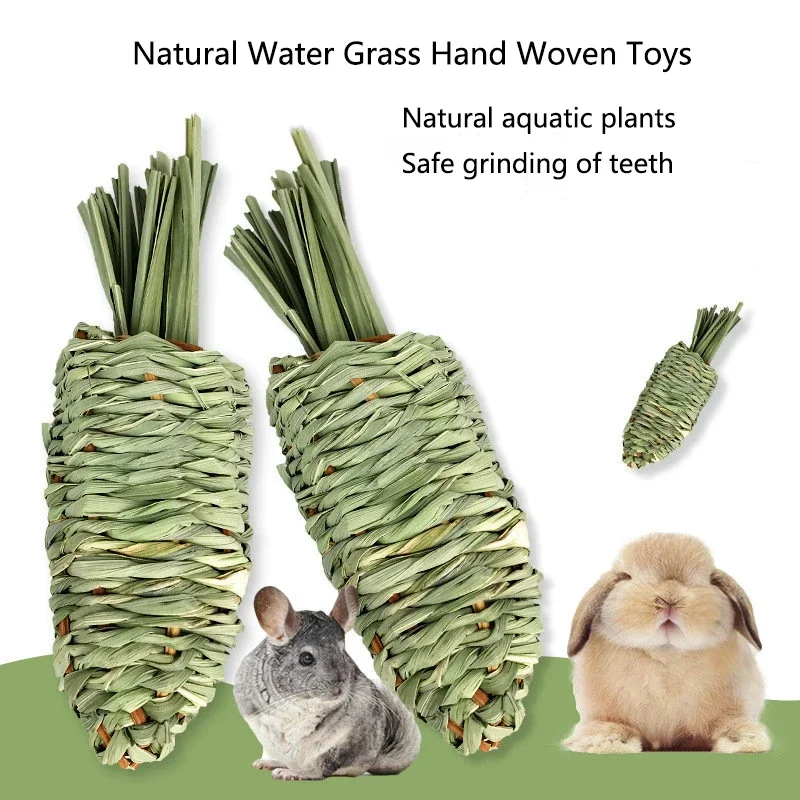 Hand Wove Natural Straw Rope Carrot Hamster Molar Chew toy Small Pets Toys For Hamster Rabbit Grinding Groducts Gnaw Toy Supply