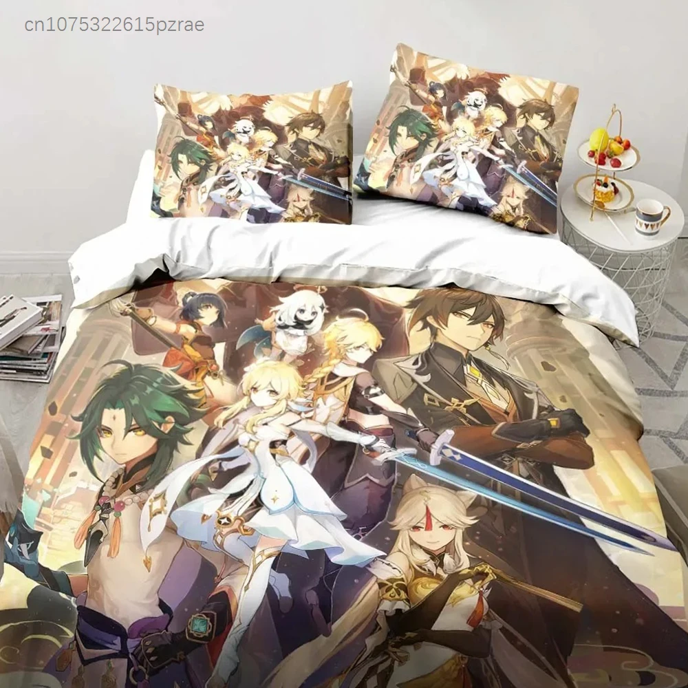 Cartoon Anime Genshin Impact Game Bedding Set Bedroom Soft Modern Bedspreads Comefortable Duvet Cover Quilt Cover And Pillowcase