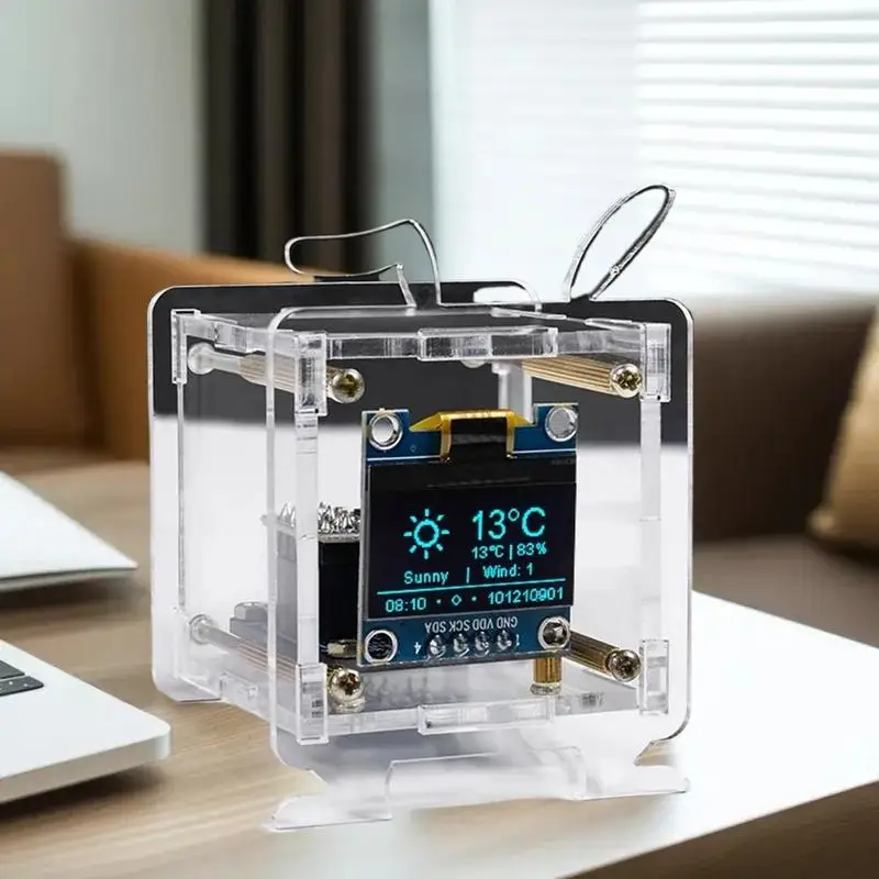 مجموعة ESP8266 WiFi Clock DIY مع OLED مقاس 0.96 بوصة - مشروع لحام IoT المغلقة للمنزل والمكتب