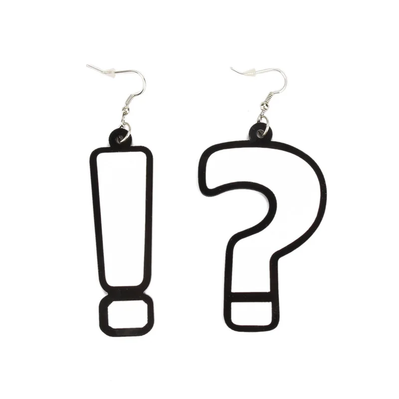 Asymmetric Acrylic Drop Earrings For Women Question Exclamation Mark Fashion Punk Hip Hop Jewelry