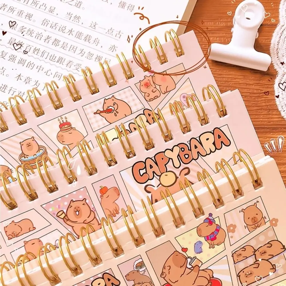 Kawaii Capybara Notebook Color Page Diary Small Notepad Portable Cute Mini Writing Pad Student