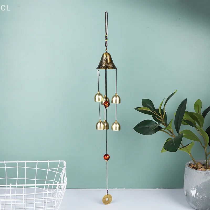 

6 Copper Alloy Bells Outdoor Metal Wind Chimes Yard Garden Hanging Ornament Decor Garden Wind Bell Hanging Feng Shui Pendant