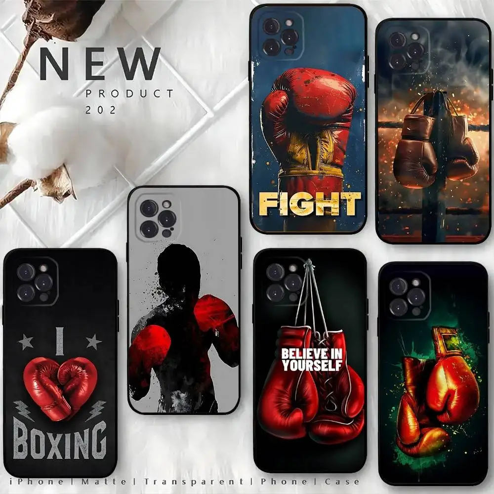 

Boxing Gloves Sport Phone Case For iPhone 16,15,14,13,12 Mini 11 Pro XR,X,XS,MAX 7,8 Plus Silicone Cover Soft Black