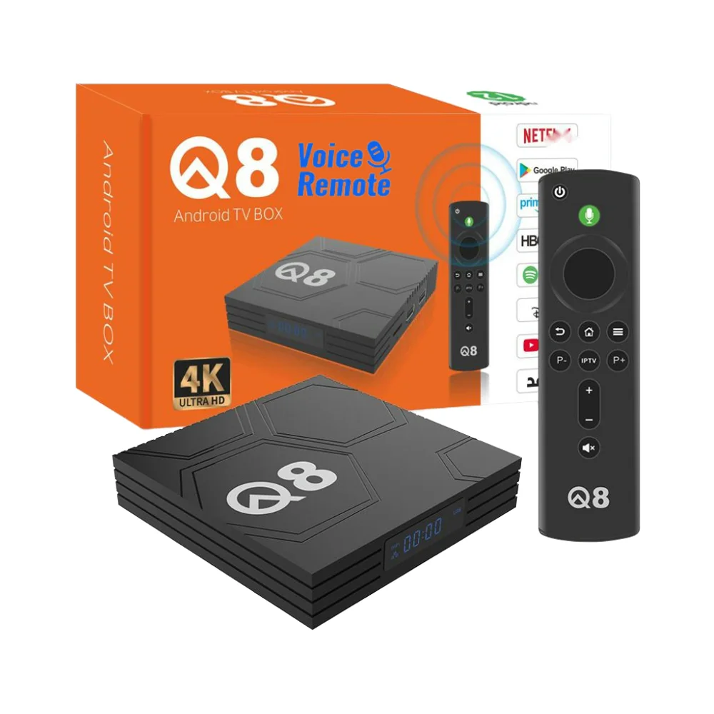 Voice Remote Q8 TV Cassette Type C Android 12 All Winner H618 Quad Core 4K OTT 2.4G 5G Wifi