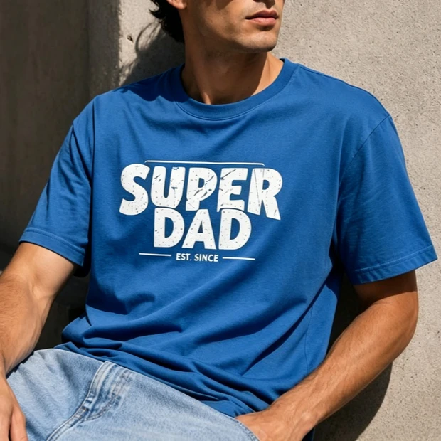 2026 Super Dad EST Since Graphic Tee Casual O Neck Short Sleeve Cotton T Shirt Dad Gift Apparel Cotton Harajuku Top