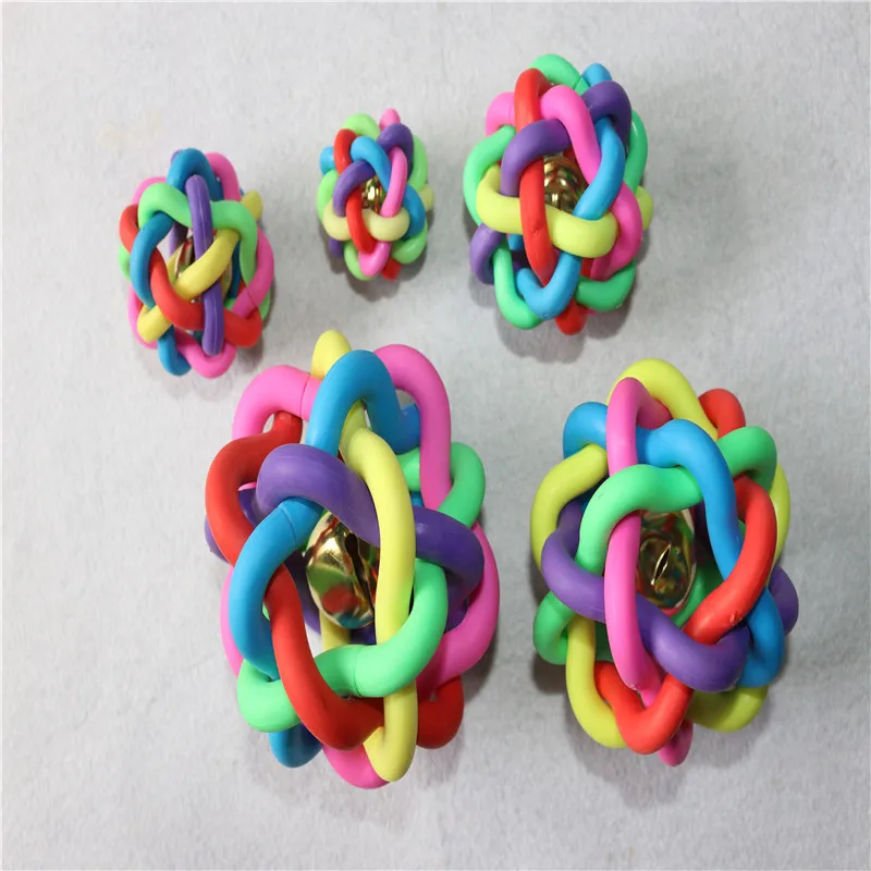 

TPRКрасочный колокольчик, тканый мяч, игрушечный мяч, хит продаж, прочная жевательная игрушка для собак, резиновая