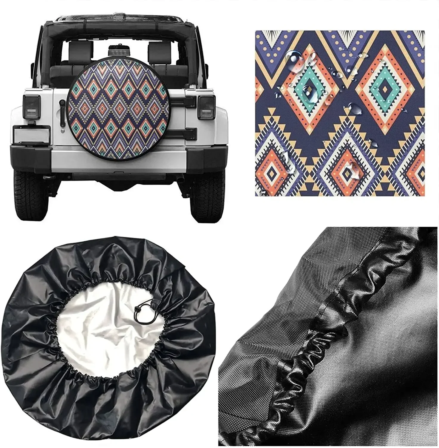 Protector Tires Repambio Tribal Geométrique, Protection Roues Universelle, Étanche À L'eau Et À La Poussière, Pour Rem