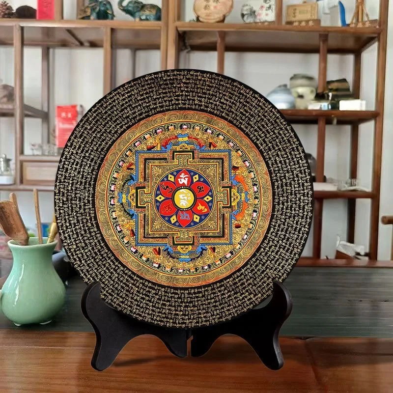 Buddhism supply buddhist Om mani padme hum Mandala Mantra Scripture holy Thangka display altar family bless temple monk worship